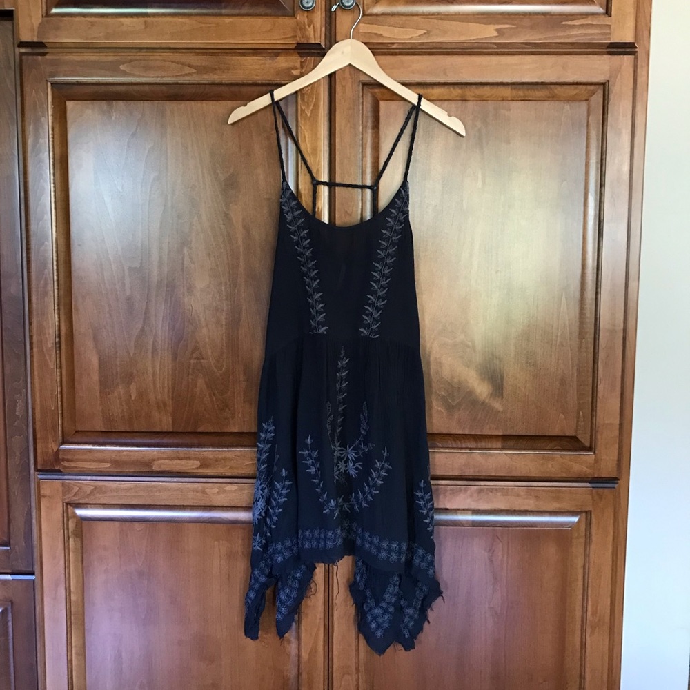 Free People mini dress with uneven, frayed hemline